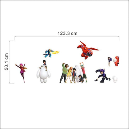 Big Hero Baymax Wall Stickers for Kids Room Home Decoration PVC Walls Decal Cartoon Movie Mural Art 30 * 90Cm