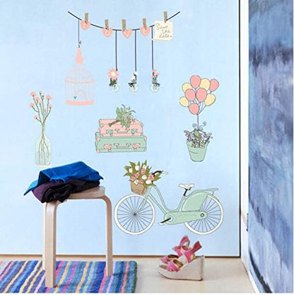 Sk7159 Now Cartoon Flower Balloon Car Pattern Wall Sticker Bedroom Wardrobe Art Background Decal Wall Decor Muraux