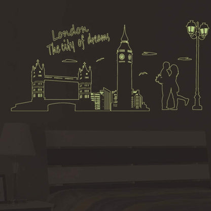 WALLSTICKER LONDON THE CITY GLOW IN THE DARK BRIDGE ABQ9603