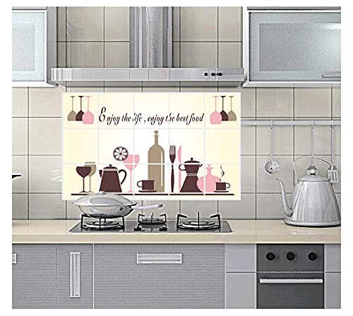 JAAMSO ROYALS Kitchen Cookery Set Design Wall Tiles Stickers Waterproof, Stickers for Wall, Wall-Sticker for Home, Tiles Wall Stickers