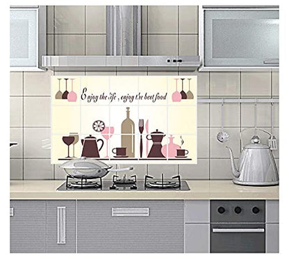 JAAMSO ROYALS Kitchen Cookery Set Design Wall Tiles Stickers Waterproof, Stickers for Wall, Wall-Sticker for Home, Tiles Wall Stickers