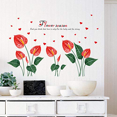 Anthurium Flower Wall Sticker DIY Bedroom Bedside Artistic Background Wall Decor Wall Decals Home Decor