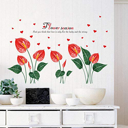 Anthurium Flower Wall Sticker DIY Bedroom Bedside Artistic Background Wall Decor Wall Decals Home Decor