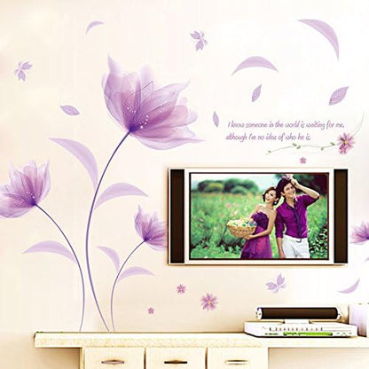 Xl 8190 The flower purple in wall stick wind romance warmth bedroom sitting room sofa TV setting adornment can remove wall sticker