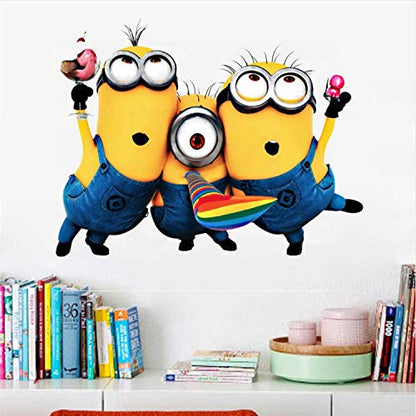 Cute Minions Wall Sticker for Kids Room High Quality EU US Fashion PVC Home Decor DIY Cartoon Poster ZY1406S