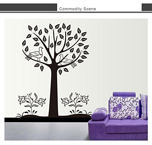 Oren Empower 90 cm Black Decorative Bird Tree Wall Sticker Self Adhesive Sticker  size 60x90 ay9105