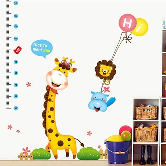 JANOMI height chart wall sticker,wall stickers & murals, Baby Height Growth Chart Ruler Giraffe Height Chart Wall Decals Children Height Measurement Chart Wall Stickers for Kids Room Nursery