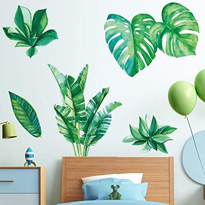Amaonm Removable 3D Nordic Green Plants Fresh Leaves Wall Decals Nursery Decor Leaf Wall Stickers DIY Wall Art Decor Decoration Sticker for Home Living Room Girls Bedroom Offices Green SK9239