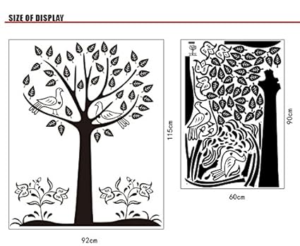 Oren Empower 90 cm Black Decorative Bird Tree Wall Sticker Self Adhesive Sticker  size 60x90 ay9105