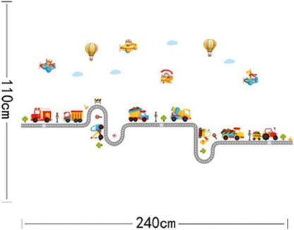 Cartoon Car Road Wall Stickers Removable Wall Decals Home Decor PVC Art Mural Baby Boys Girls Kids Bedroom Kitchen Decoration Wall Stickers Posters