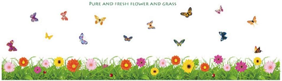 BEST OF BEST Wild Flowers Butterfly Wall Sticker Home Decal Removable PVC Murals Wallpaper Girls Boys Kids Baby Nursery Bedroom Living Room Bathroom Kitchen Window Playroom Decor