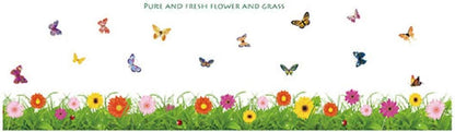 BEST OF BEST Wild Flowers Butterfly Wall Sticker Home Decal Removable PVC Murals Wallpaper Girls Boys Kids Baby Nursery Bedroom Living Room Bathroom Kitchen Window Playroom Decor