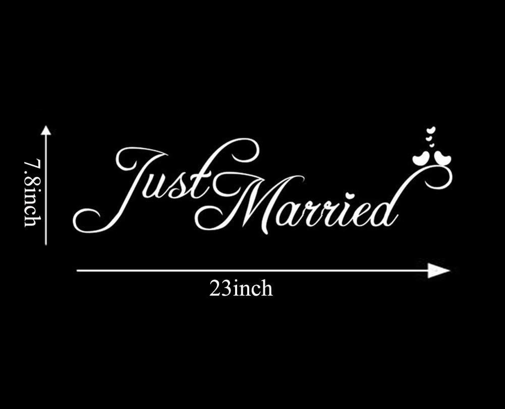 SUNMUCH 1PC Just Married Vinyl Car Decal Design/Wedding Cling Banner Decoration Quote Sticker/Decals Back Car Window Mirror