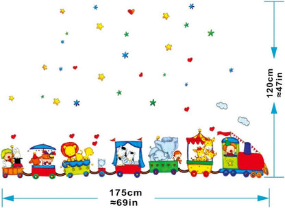 Cute Animal Train Wall Sticker Decal Vinyl Art kids Baby nursery Room Cartoon Decor Home Decor