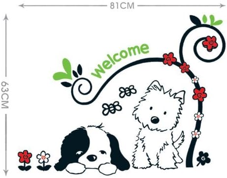 DM570045 Loyal Partner Cute Puppies Wall Decals Children's Room Nursery Removable Wall Stickers