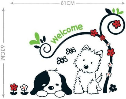 DM570045 Loyal Partner Cute Puppies Wall Decals Children's Room Nursery Removable Wall Stickers