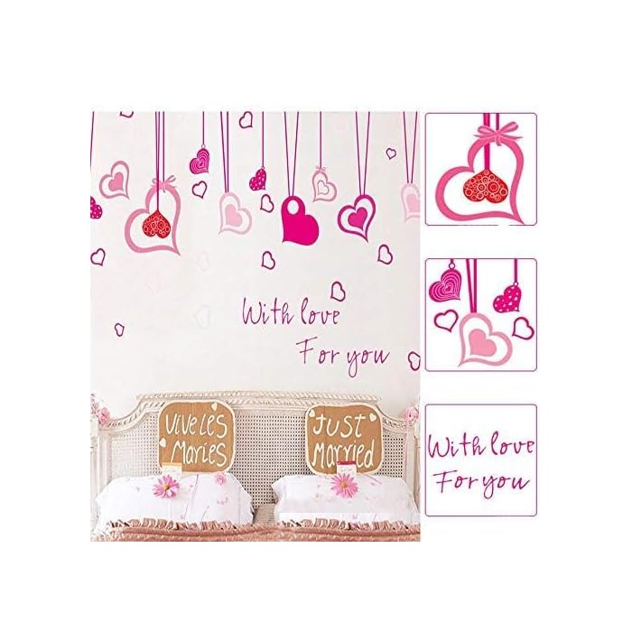 Red Love Hollow Heart Skirting Lines Wall StickerAy7202