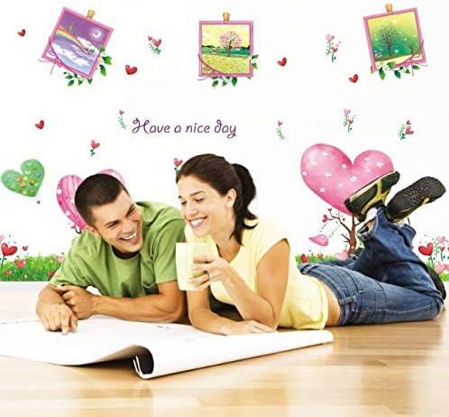 Cartoon Green Tree Grass Love Photo Frame Flower Wall Sticker Wall Decals Home Decoration Wallpaper size 50x70 xls7081