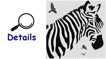 DNVEN 35 inches x 35 inches Zebra Head Black and White Wild Vinyl Wall Sticker Zebra Wall Decals Animal Print Home Murals Decor for Bedrooms Living Rooms