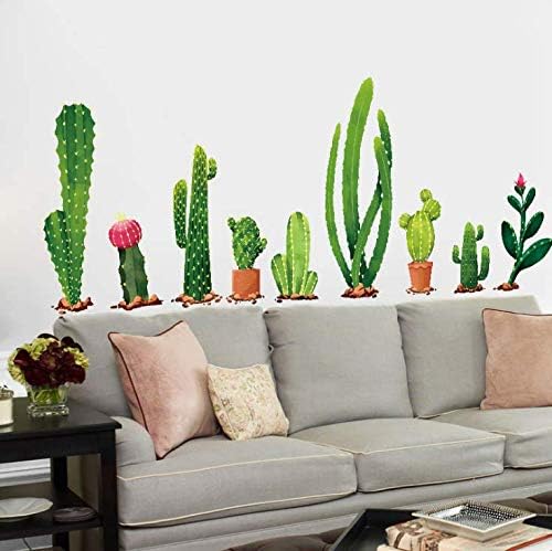 Wall Stickers 2pcs Fresh Cactus Green Plant Decal
