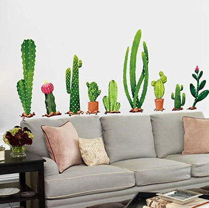 Wall Stickers 2pcs Fresh Cactus Green Plant Decal