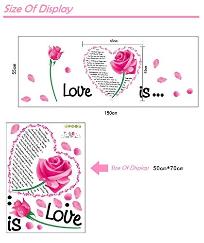 Oren Empower Pink Rose Plant Medium Size Wall Sticker (Wall Covering Area - 55 cm X 150 cm)