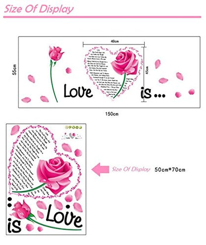 Oren Empower Pink Rose Plant Medium Size Wall Sticker (Wall Covering Area - 55 cm X 150 cm)