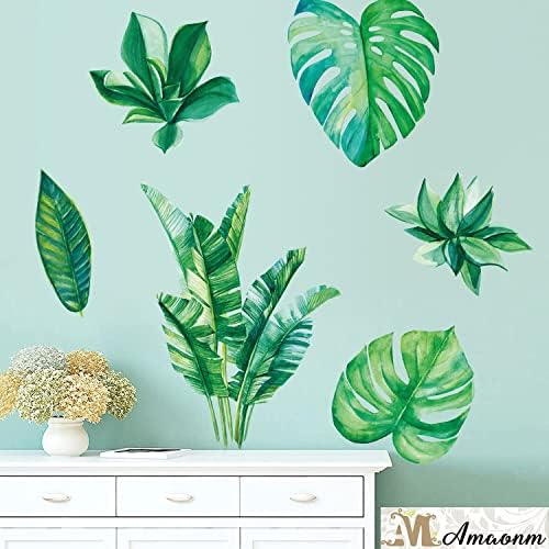 Amaonm Removable 3D Nordic Green Plants Fresh Leaves Wall Decals Nursery Decor Leaf Wall Stickers DIY Wall Art Decor Decoration Sticker for Home Living Room Girls Bedroom Offices Green SK9239
