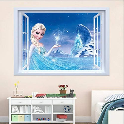 NC5070 3 Frozen Elsa 3D Window View Decal Wall Sticker