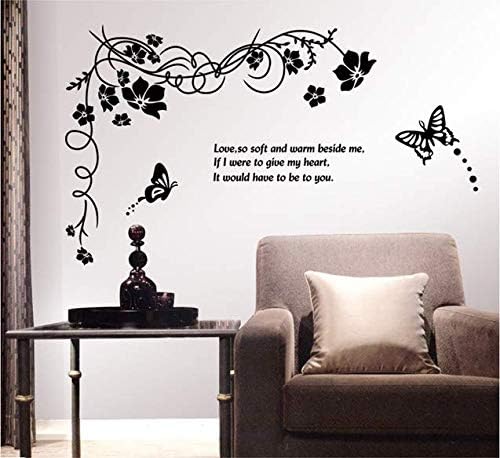 Butterfly Wall Sticker Black Vinyl Wall Art Floral Wall Paper PVC Removeable Wall Decor AY-817