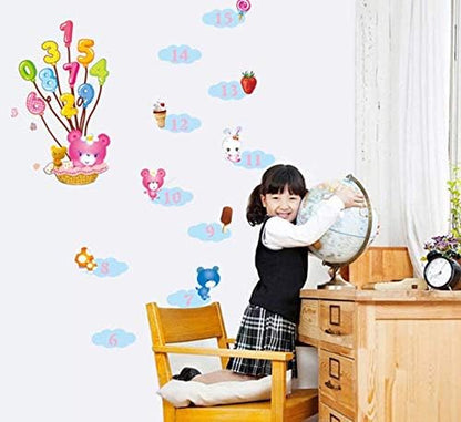 Ay7116 Bear balloon candy digital height stickers kids rooms decor diy art decals poster removable pvc measuring wall sticker