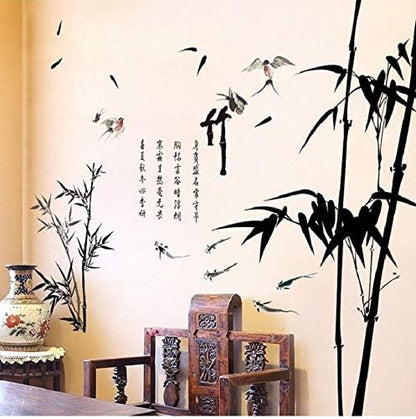 Chinese Style Ink Bamboo Wall Stickers for Bedroom Decor Sofa Background Airplane Pastrol Mural Door DIY Wall Posters Sale