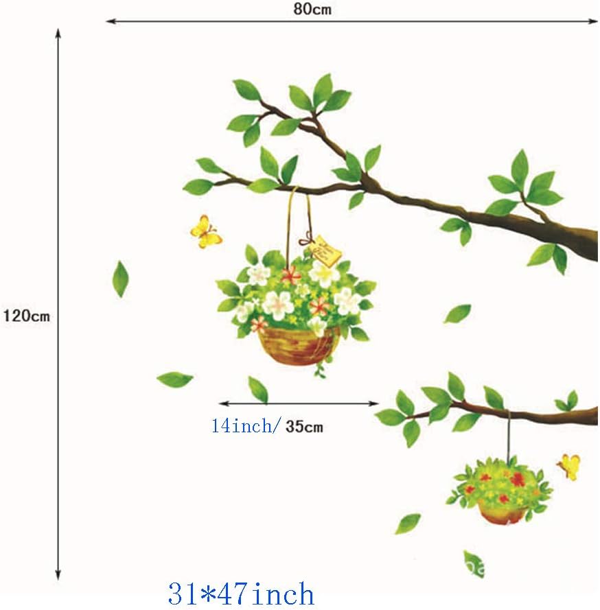 Home Centre Corsica - Green PVC Tree Detailed Wall Decal - 50x70cm, Standard