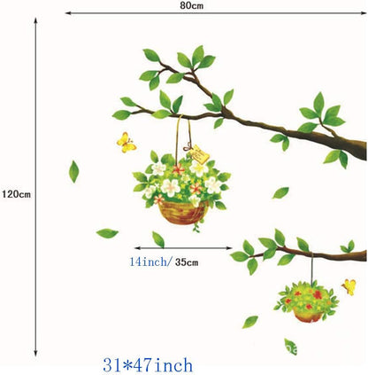 Home Centre Corsica - Green PVC Tree Detailed Wall Decal - 50x70cm, Standard