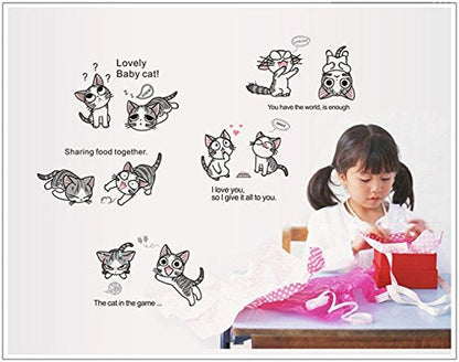 JAAMSO ROYALS Cute Cartoon Cats Design Vinyl Self Adhesive Peel and Stick Wall Sticker for Wall Decor and Home Decor AY7054