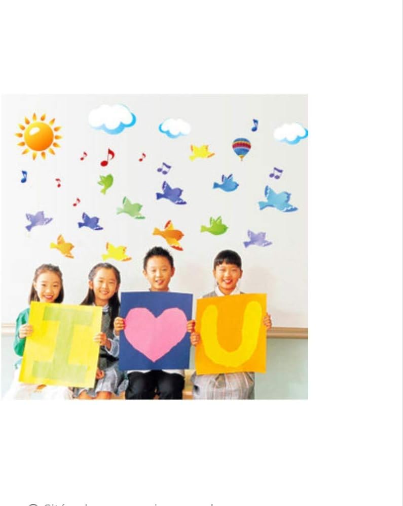 Sky Birds Sun Balloon Cloud Cartoon Wall Sticker For Bedroom Kid Sroom Kindergarten Room Decoration Poster Ay7265 50Cm*70Cm
