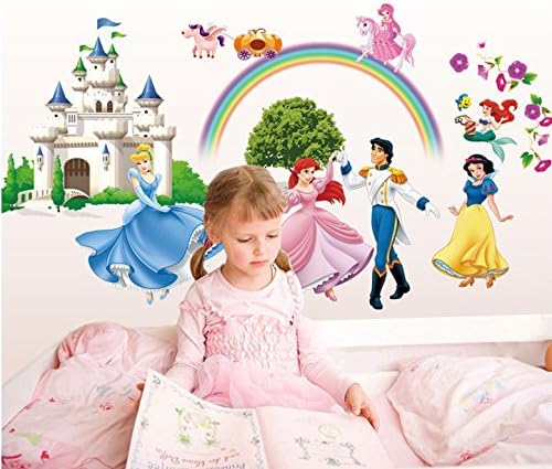 Ufingo Princess Castle Princess and Prince Wall Decals, Children's Room Nursery Removable Wall Stickers Murals ,