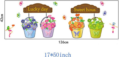 Precioso jardín macetas maceta hojas mariposas pequeñas flores para pared casa papel adhesivo extraíble Living comedor wall sticker