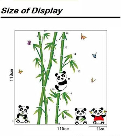 Ay9215 Oren Empower Playing Panda PVC Vinyl Large Wall Sticker for Kid's Room (Green, WxH-115 cm x 118 cm)