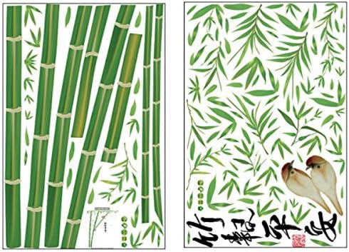 Wall Sticker Tree Bamboo Tree Birds Wall Sticker Plant Bamboo Forest Leaves Wallpaper Letters Chinese Characters English Characters Panda Flower Cat Japanese Room Large Forest Window Extra Large Cafe size 60x90