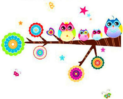 Decals Design 'Lovely Star Owl Family' Wall Sticker (PVC Vinyl, 25 cm x 70 cm), Multicolour