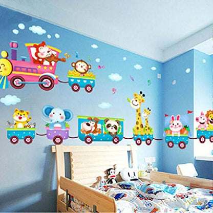 Cartoon Animals Train Wall Stickers XY1125