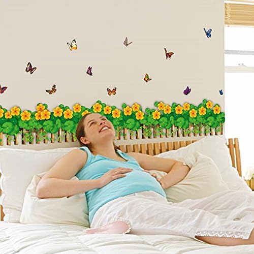 Suuncari new generation removable fencing skirting boards butterfly Buttercup baseboard bedroom wall sticker SK7033