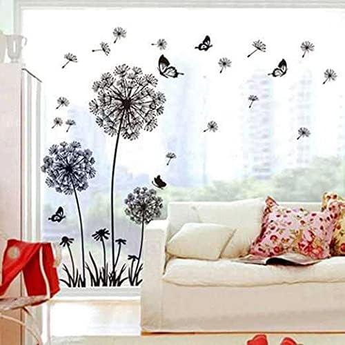 DF5125 Cute Cat Wall Stickers Dandelion Deer Stickers Home Improvement Furnishings Living Room Bedroom Stickers Wallpaper Bedroom Black Dandelion E2—6—Df5125