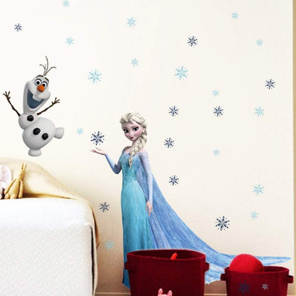 NC1366 Frozen Elsa and Olaf 3D Wall Sticker Home Decor for Kids Bedroom Wallpaper