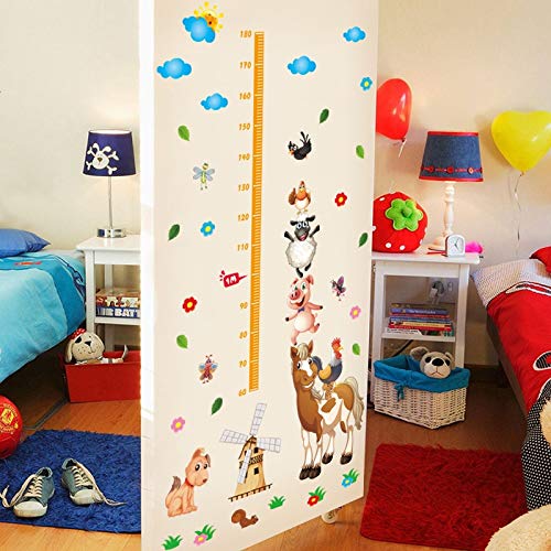 Children's room wall sticker Happy Farm Poultry Animals Height Chart Wallpaper Baby Cartoon Children'S Room Decoration Wall Stickers Nursery Measure Stickers xl8223