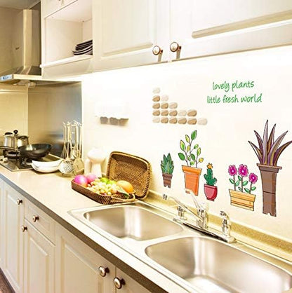 Potted Plants Wall Sticker Cupboard Glass Window Wall Stickers Sk7017