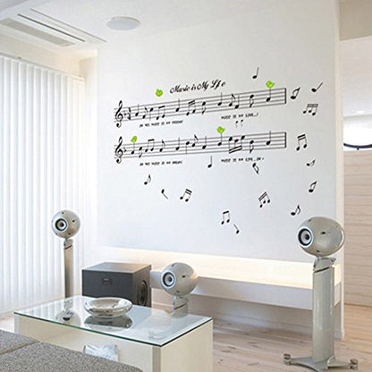 Ay7106 Music Sticker Music is My Life Theme Music Bedroom Decor & Dancing Music Note Removable Wall Sticker