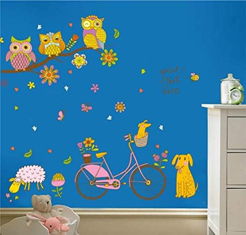 DIY Removable Tree Branches Cartoon Bicycle Flower Sheep Dog Owl Art Mural Vinyl Waterproof Wall Stickers Kids Room Decor Nursery Decal Sticker