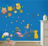 DIY Removable Tree Branches Cartoon Bicycle Flower Sheep Dog Owl Art Mural Vinyl Waterproof Wall Stickers Kids Room Decor Nursery Decal Sticker